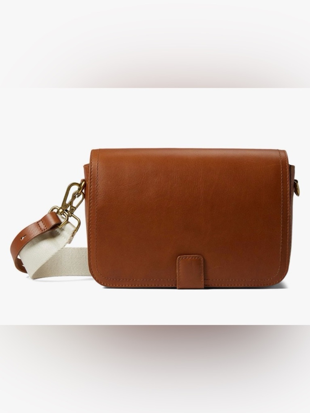 Madewell Brown Leather Crossbody with Canvas Strap